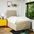 Vidaxl Box spring postelja z vzmetnico krem 120x200 cm blago