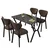 HANAH HOME Set Trpezarijski sto i 4 stolice Elma Brown Black