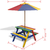 vidaXL Dječji stol & klupe za piknik sa suncobranom četiri boje