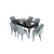 Hanah Home Set Trpezarijski sto i 6 stolica Eva, Sivo-crni