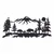 WallXpert metalni zidni ukras 5328, bizoni u planinskom pejzažu sa šumom, 75 x 33 cm, crni