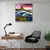 WallXpert slika na kaljenom staklu Kgls_2058, planina i vodopad pod ružičastim nebom u zalasku sunca, 40 x 40 cm