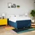 Vidaxl Box spring postelja z vzmetnico modra 140x190 cm blago
