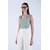 Trend Alacati Stili Ženska bluza bez rukava Alc-X13449, Brod izrez, Zelena