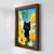 WallXpert uramljena MDF slika NAL015-70, crna mačka među žutim cvećem sa natpisom hi, 50 x 70 cm