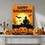 WallXpert slika na platnu 70100HALC-007, natpis Happy Halloween sa bundevama i ukletom kućom, 70 x 100 cm