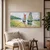 WallXpert uramljena MDF slika ARTSNTMDL2, jedrilice na reci uz zelenu obalu, 33 x 70 cm