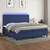 Vidaxl Box spring postelja z vzmetnico LED modra 200x200 cm blago