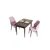 Hanah Home trpezarijski set Arp, sto i 2 stolice, ploča u dekoru drveta Baroque, roze tkanina Babyface
