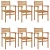 Stolica 6 pcs Smeđa 56 x 55 x 90.5 cm Čvrsto teak drvo