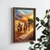 WallXpert uramljena MDF slika NAL098-46, karavan kamila kroz pustinju u apstraktnim talasima boja, 35,5 x 47 cm
