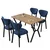HANAH HOME Set Trpezarijski sto i 4 stolice Elma Navy Blue Walnut