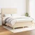 Vidaxl Box spring postelja z vzmetnico krem 140x190 cm blago