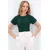Trend Alacati Stili Ženska bluza kratkih rukaa Alc-X11782, Okrugli izrez, Zelena