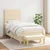 Vidaxl Box spring postelja z vzmetnico krem 100x200 cm blago