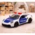 Policijski športni avtomobil, kovinski, na vleko, bel 1:43
