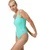 Speedo textd belted deep u-back 1 piece blue l - uk36