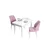 Hanah Home trpezarijski set Arp, sto i 2 stolice, bela ploča, roze tkanina Babyface