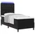 vidaXL LED Box Spring Postelja z vzmetnico Črna 90 x 200 cm Žamet