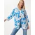 Happiness Istanbul Ženski Plavo-Beli Šareni Viskoza Kimono EN00615, Plavo-Belo / Plavo