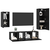Set TV komoda Zidne 4 pcs Crni hrast Konstruirano drvo