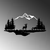 Wallity Zidna dekoracija Deer And Landscape-2, Crna