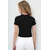 Trend Alacati Stili Ženska bluza kratkih rukava Alc-X13730, Okrugli izrez, Crna