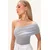 Trend Alacati Stili Ženska bluza bez rukava Alc-X13468, Brod izrez, Siva
