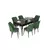 Hanah Home Set Trpezarijski sto i 6 stolica Nef, Zeleno-crni