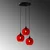Opviq Luster Benek-20-14321, 44x44x120, IP20, Crno-crveni