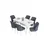 Hanah Home Set Trpezarijski sto i 6 stolica Eva, Sivo-beli