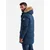 Ombre Mens long parka jacket with flared bottom - navy blue