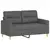 2-dijelni set sofa s jastucima tamnosivi od tkanine