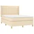 Vidaxl Box spring postelja z vzmetnico krem 140x190 cm blago