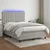 Vidaxl Box spring postelja z vzmetnico LED sv. siva 140x200 cm blago