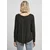 Womens Black Viscose Long Sleeve Button