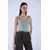 Trend Alacati Stili Ženska bluza bez rukava Alc-X13453, Brod izrez, Zelena