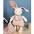 Doudou Plush Ecru zajček z roza odejico iz bio bombaža 22 cm