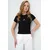 Trend Alacati Stili Ženska bluza kratkih rukava Alc-X13672, Okrugli izrez, Crna