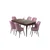 Hanah Home trpezarijski set Pir, sto i 6 stolica, ploča u dekoru drveta Baroque, roze tkanina Babyface