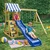Kinder Home Dečiji drveni set 4u1 – tobogan 1,8 m, 2 ljuljaške, penjalica i mreža od konopaca 308×318×244cm