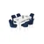 Hanah Home Set Trpezarijski sto i 6 stolica Nef, Plavo-beli
