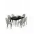HANAH HOME Rasklopivi trpezarijski sto i stolice (7 delova) Enya Black Marble Cream