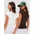 Bershka Majica  temno rjava / bela