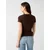 GUESS Majica  temno rjava / srebrna / bela