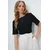 Trend Alacati Stili Ženska bluza kratkih rukava Alc-X13579, Brod izrez, Crna