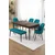 Hanah Home trpezarijski set Pir, sto, 4 stolice i klupa, ploča u dekoru drveta Baroque, tirkizna tkanina Babyface