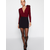 Trendyol Burgundy Double Breasted Collar Accessory Bodysuit