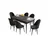 Hanah Home Set Trpezarijski sto i 6 stolica Roz, Crni