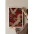WallXpert uramljena slika 115248, beli ždralovi i crveni božuri na crvenoj pozadini, 30 x 40 cm, beli ram